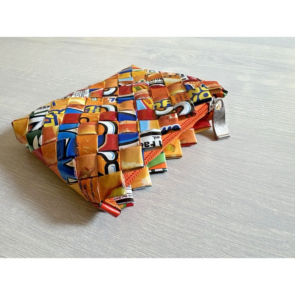 Candy/Juice Woven Recycled Zipper 3.5 x 4.5" Coin/Change Purse/Clutch Unique